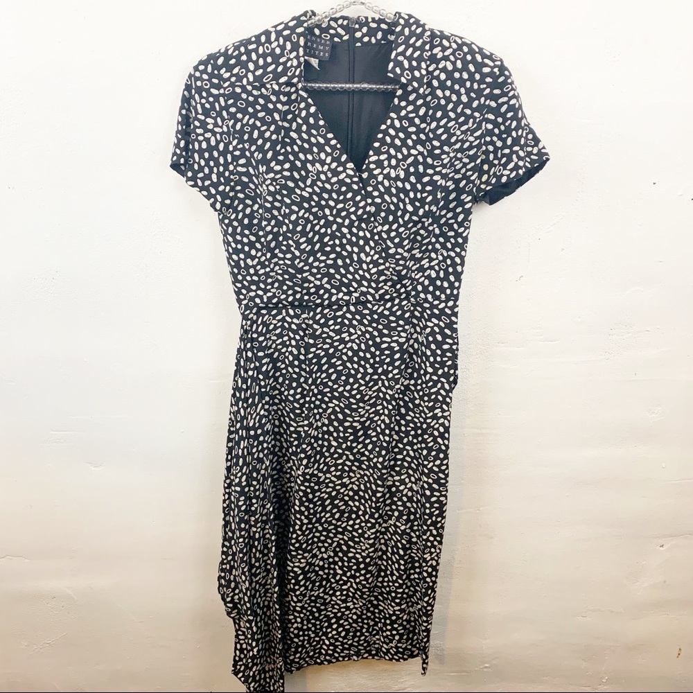 Spenser Jeremy Size 6 Petites Printed V Neck Vintage Short Sleeve Dress